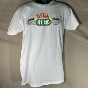Friends Central Perk T Shirt Mens Small White TV Show Coffee Graphic Tee